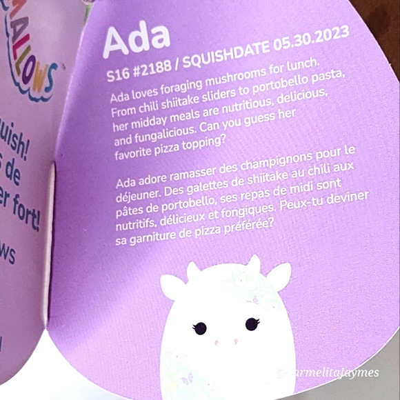 🐣 ADA 🐄 Green & White Cow w Flower & Butterfly Print Easter 2024 Squishmallow - Picture 5 of 9